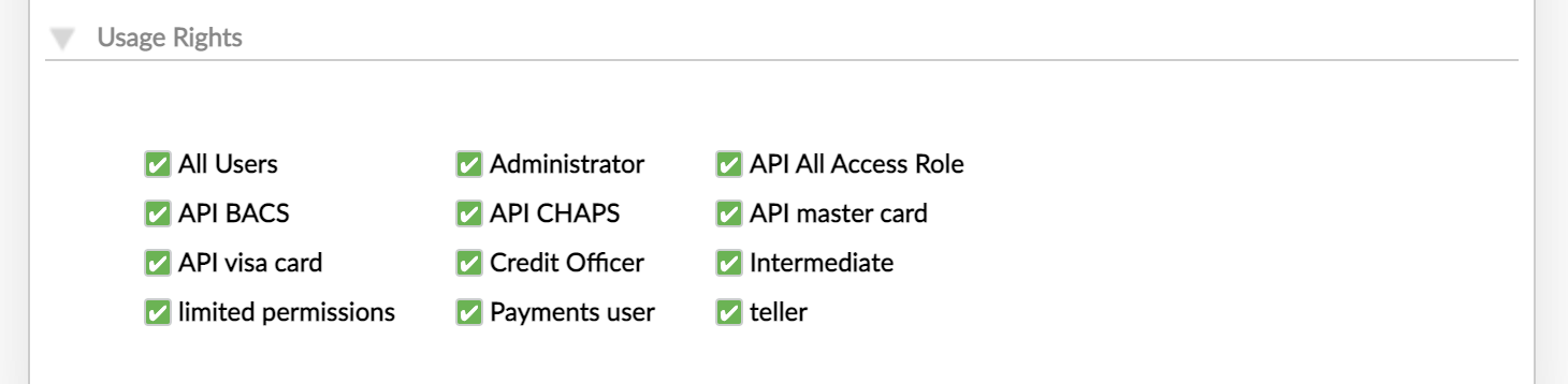 Create a New View usage rights section